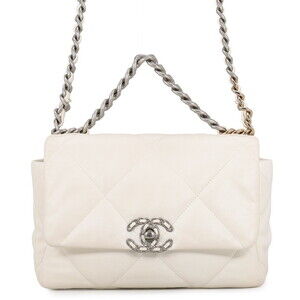 Chanel Chain Shoulder Bag CHANEL19 Flap Coco Mark Lambskin AS1160 CHANEL Whit...